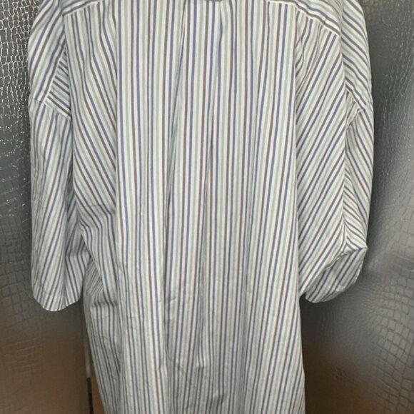 Faconnable Long Sleeve Shirt Mens XXL Regular Fit Button Blue Green Gray Stripes - Picture 4 of 6